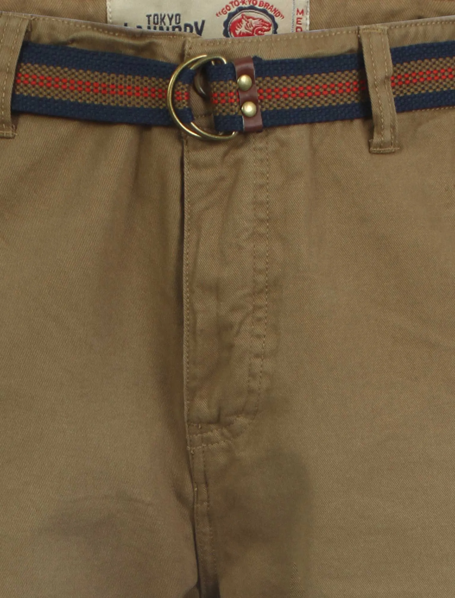 Mens Tokyo Laundry Armel bronze shorts with belt
